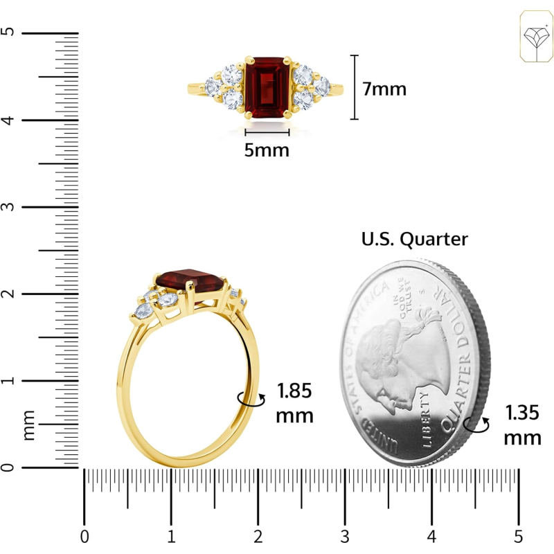 10K Gold Emerald Cut Custom Engagement Ring Birthstone Ring Anniversary Ring-4
