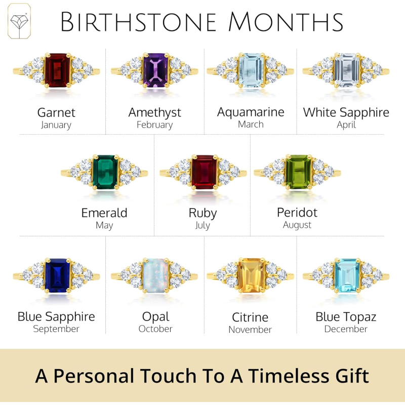 10K Gold Emerald Cut Custom Engagement Ring Birthstone Ring Anniversary Ring-5