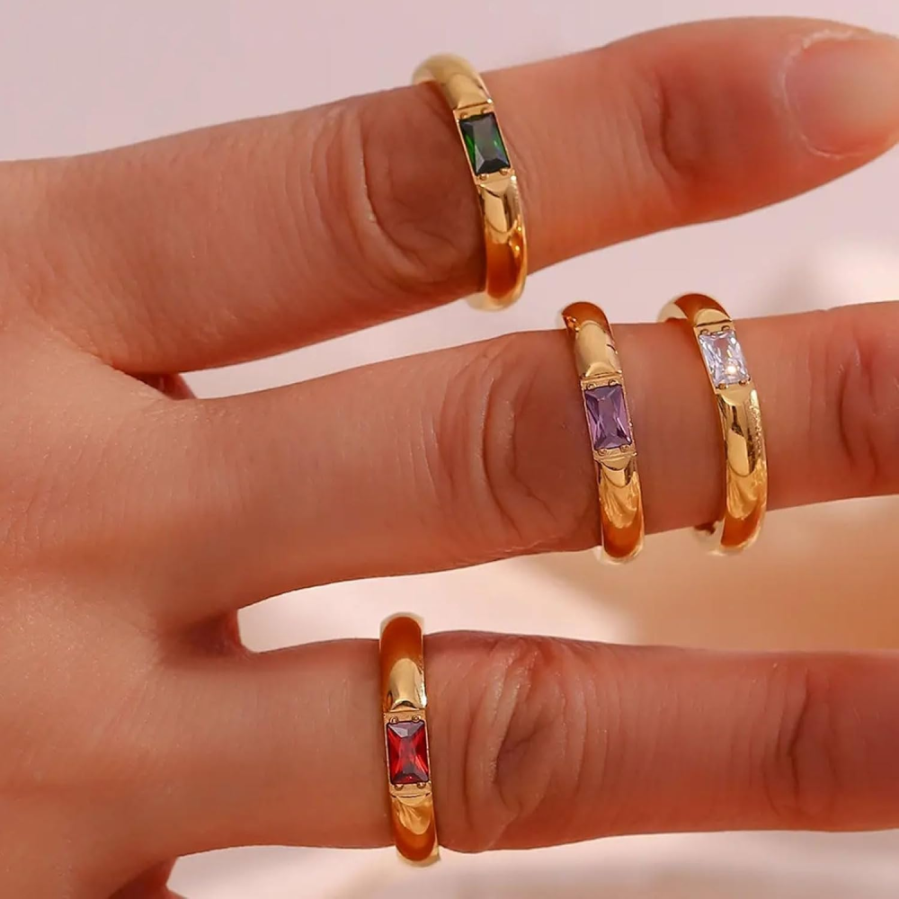 10 Karat Weißgold Smaragdschliff individueller Verlobungsring Edelstein Bandring-3