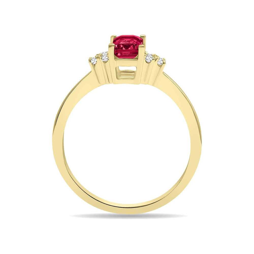 Anillo de compromiso de oro blanco de 10 quilates con corte esmeralda y piedras preciosas-3