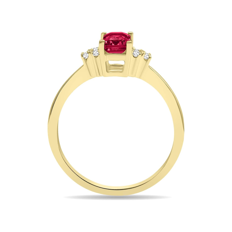 Anel de Noivado em Ouro Branco 10K com Gema de Corte Esmeralda-3