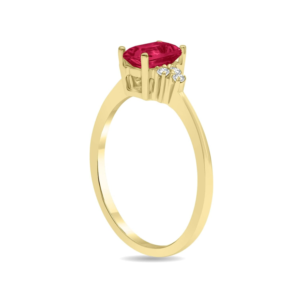 Anillo de compromiso de oro blanco de 10 quilates con corte esmeralda y piedras preciosas-4