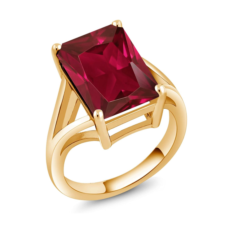 10K White Gold Emerald Cut Gemstone Engagement Ring-5