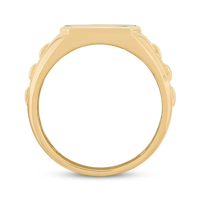 10K Gold Emerald Cut Malachite Chain Link Wedding Band for Men-4