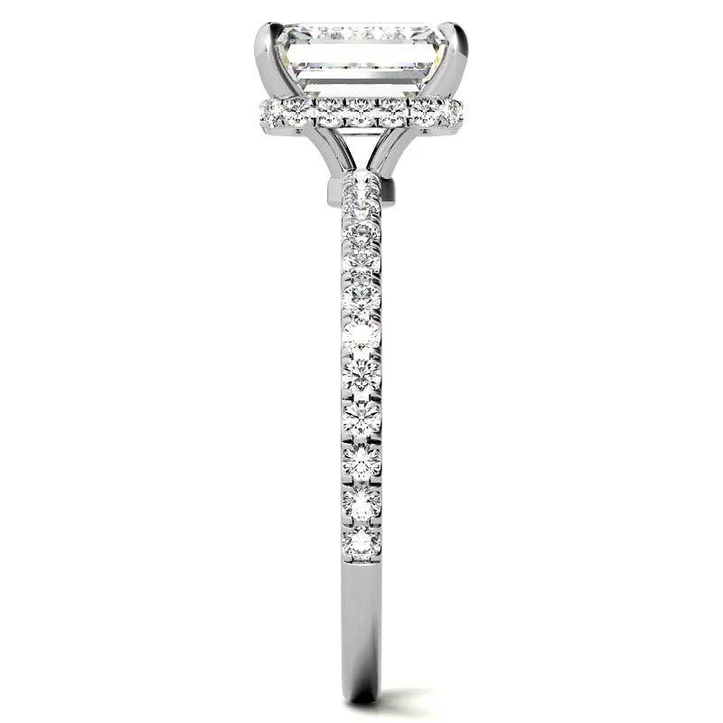 10K Gold Emerald Cut Moissanite Engagement Ring-6