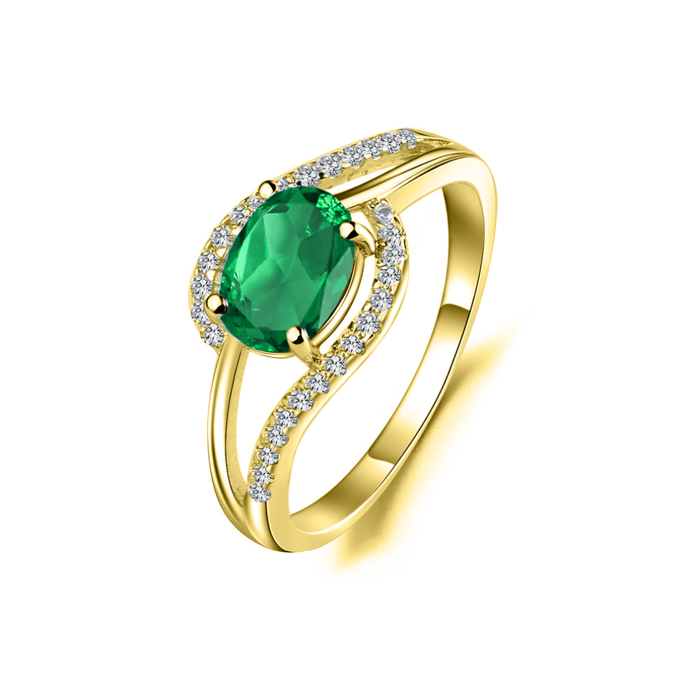 14K Gold Emerald Personalized Birthstone Ring-1