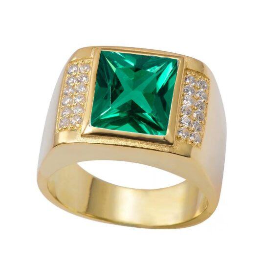 10K Gold Emerald Ring for Men