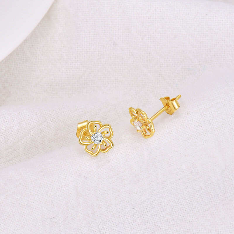 Rosenohrstecker aus 10-karätigem Gold mit Moissanit-4