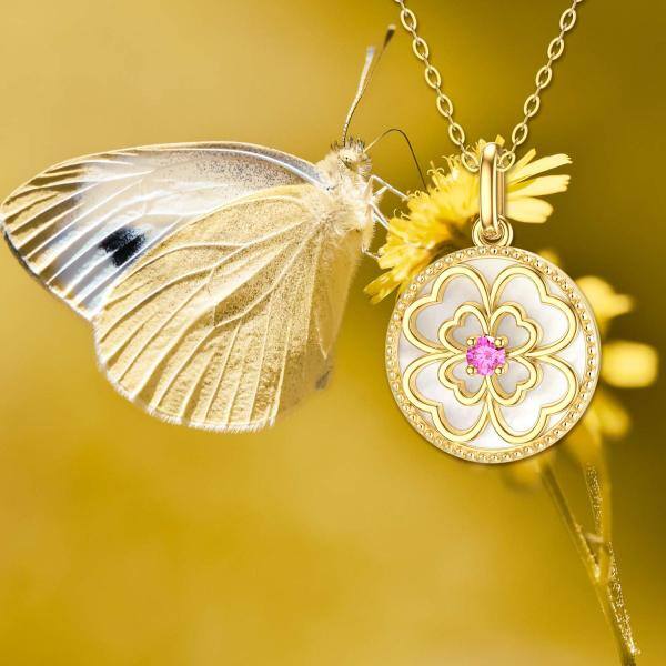 Collana con pendente a forma di quadrifoglio turchese in argento sterling con zirconi cubici