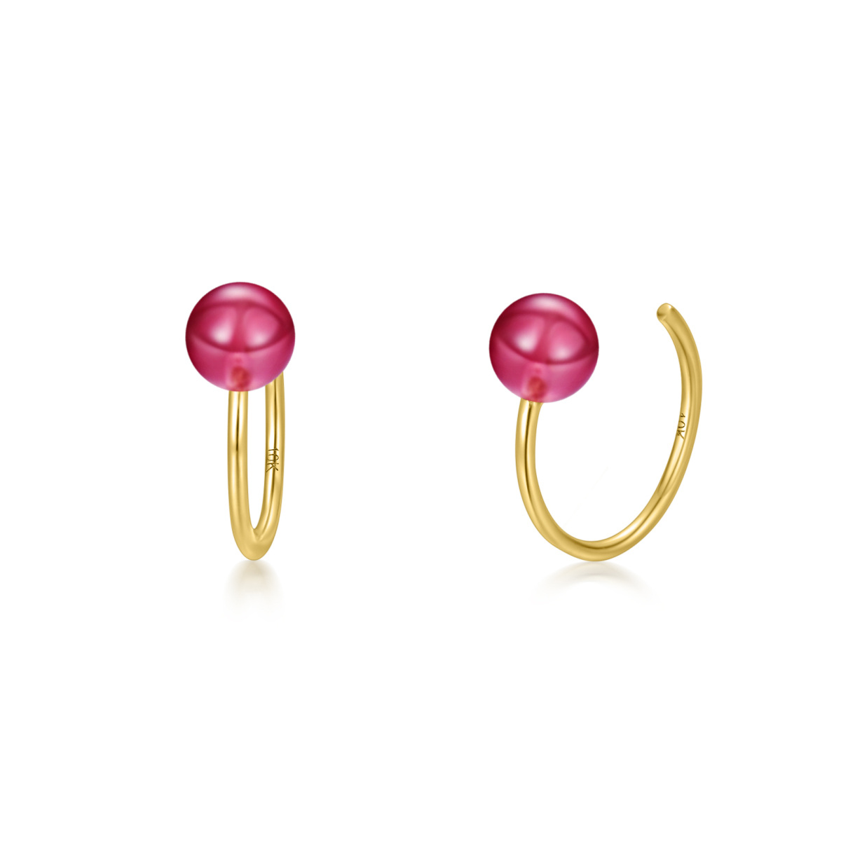 10K Gold Garnet Bead Stud Earrings-1