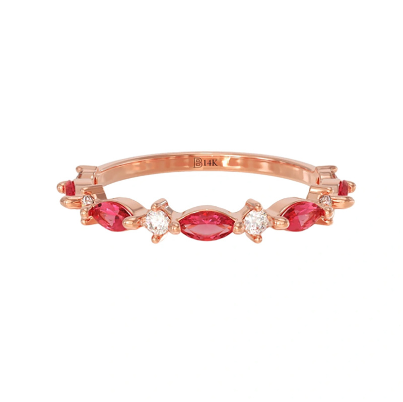 Bague de fiançailles en or 10 carats avec grenat et zircone cubique-3