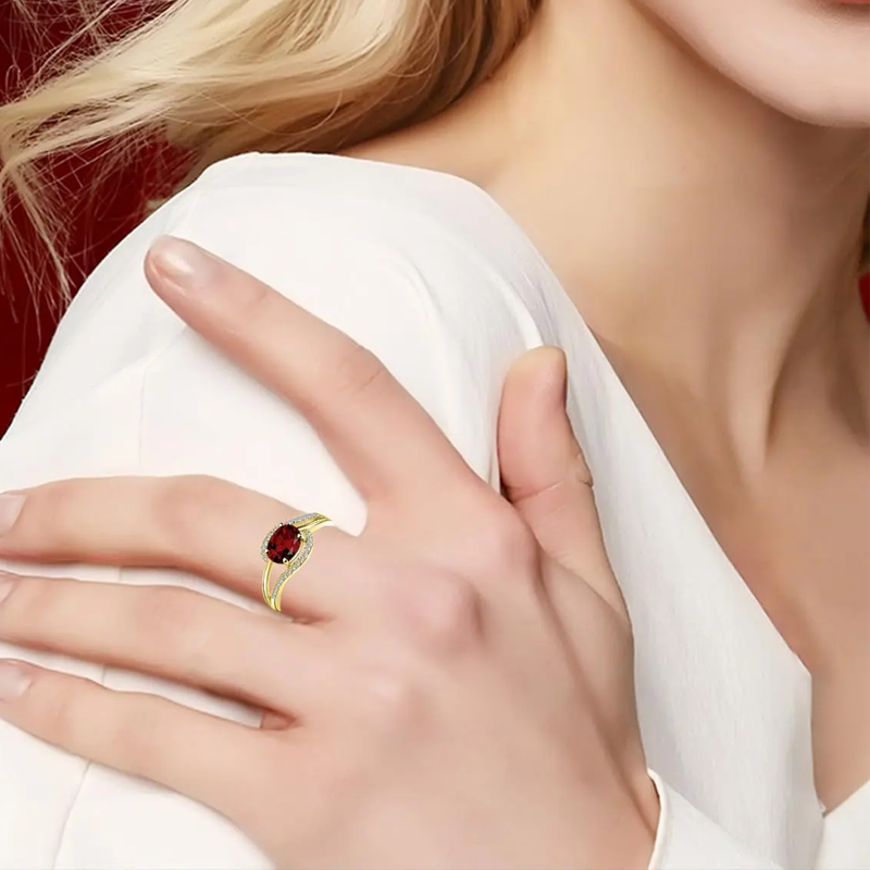 10K Gold Garnet Personalized Birthstone Ring-3