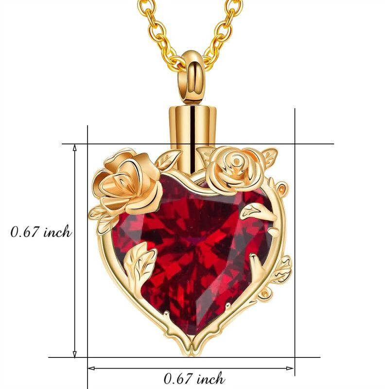 10K Gold Gemstone Personalized Birthstone Flower Cremation Urn Necklace for Ashes-3