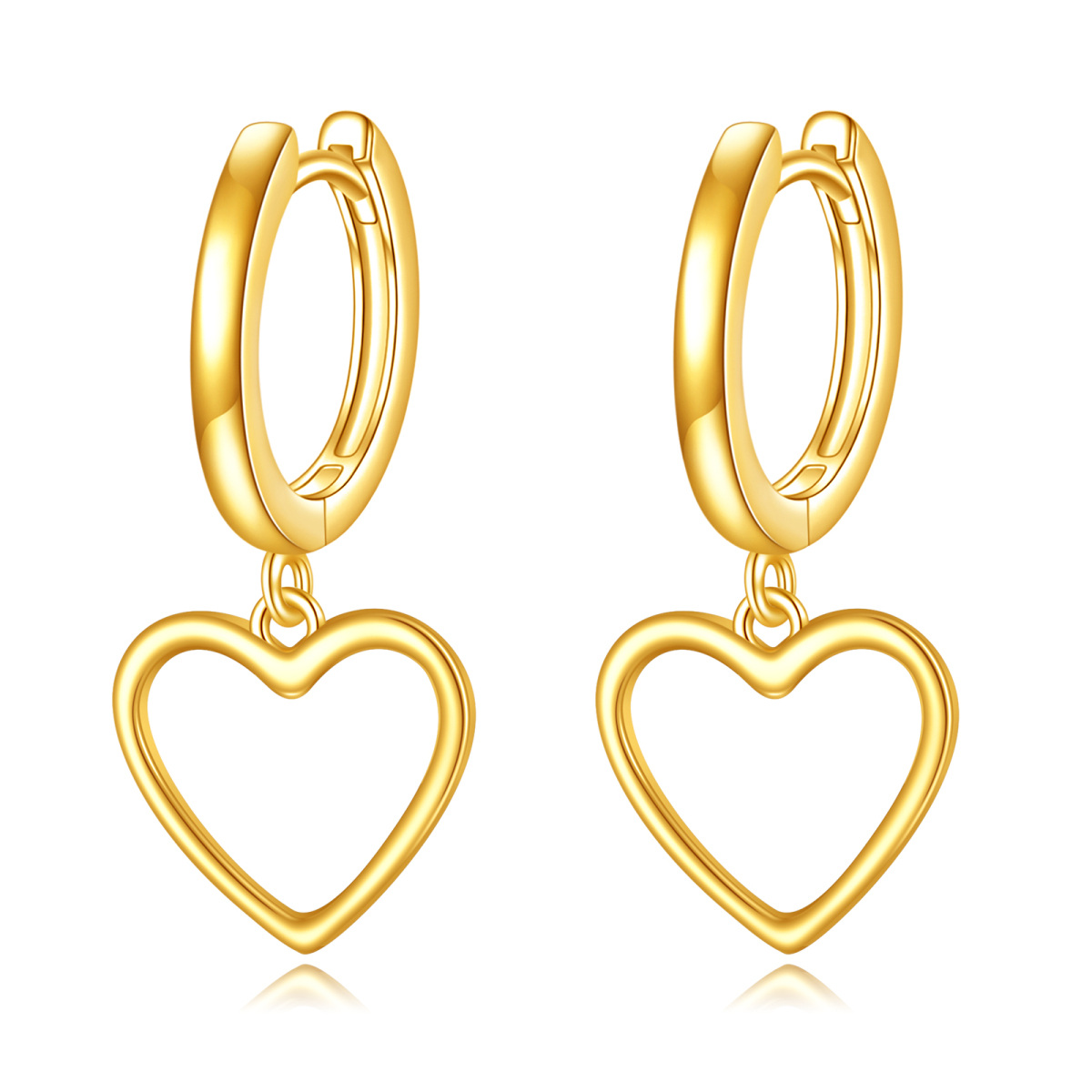 14K Gold Heart Drop Earrings-1