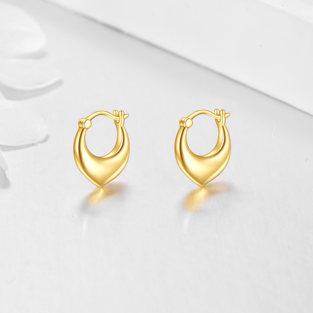 10K Gold Heart Hoop Earrings-3