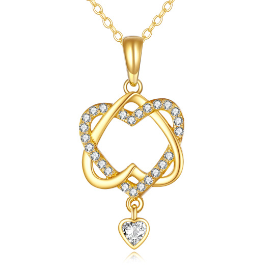 10K Gold Cubic Zirconia Heart Pendant Necklace