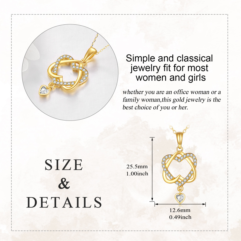 10-karätige Gold-Zirkonia-Herz-Anhänger-Halskette-5