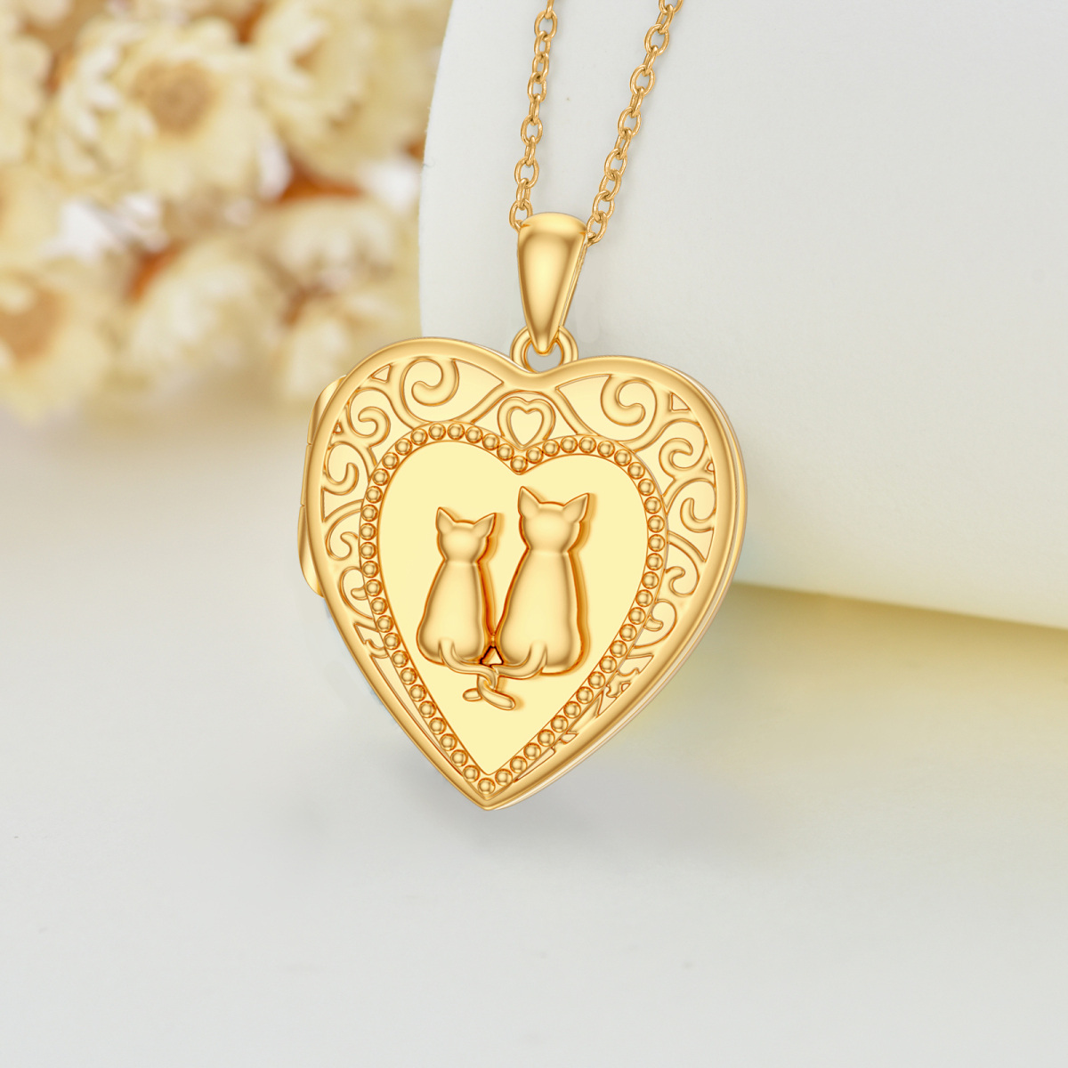 10K Gold Heart Pendant Necklace-3