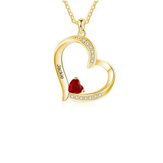 10K Gold Cubic Zirconia Heart Pendant Necklace-3