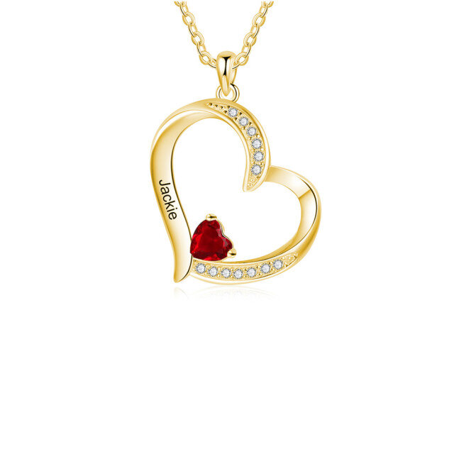 10K Gold Cubic Zirconia Heart Pendant Necklace-2