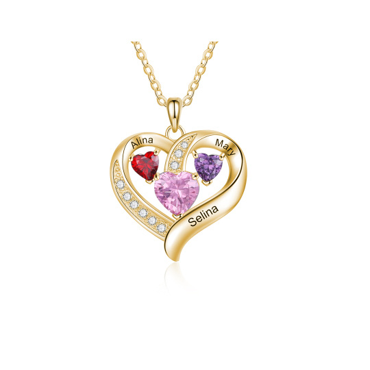 10K Gold Cubic Zirconia Heart Pendant Necklace