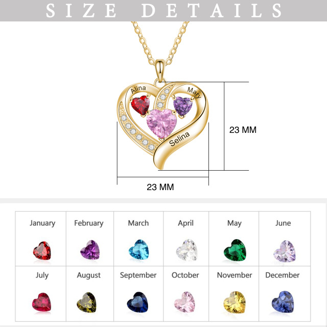 10K Gold Cubic Zirconia Heart Pendant Necklace-3