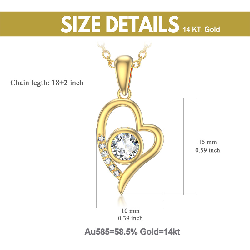 Collar con colgante de corazón de circonita cúbica en oro de 18 quilates-3