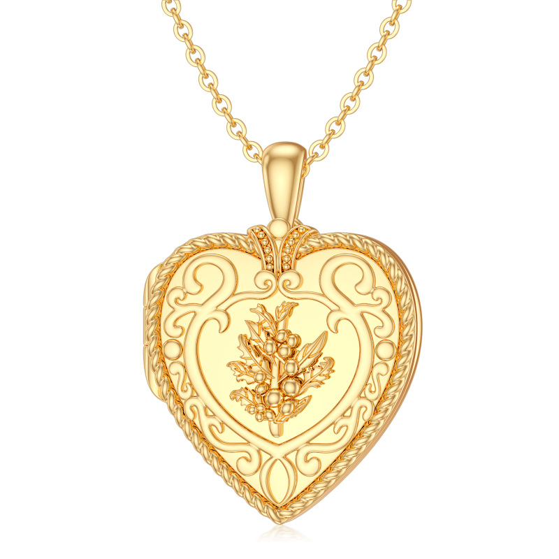 10K Gold Heart Personalized Photo Locket Necklace-11
