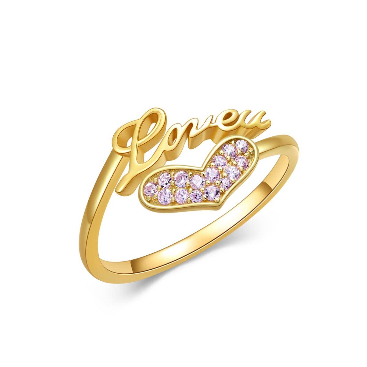 Anillo Corazón Zirconia Cúbica Oro 10K-1