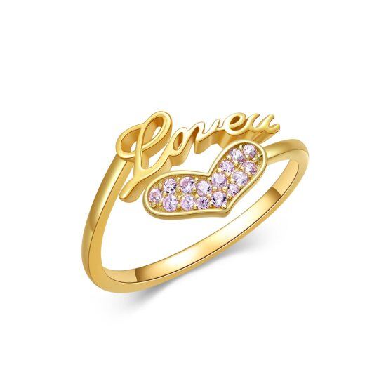 Anello cuore in oro 10 carati con zirconia cubica