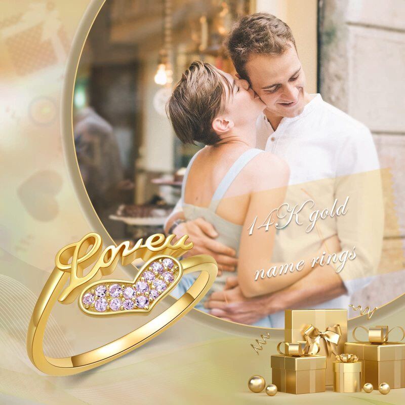 Anel de declaração de nome de ouro com zircônia 10K personalizado presente para mulheres-4