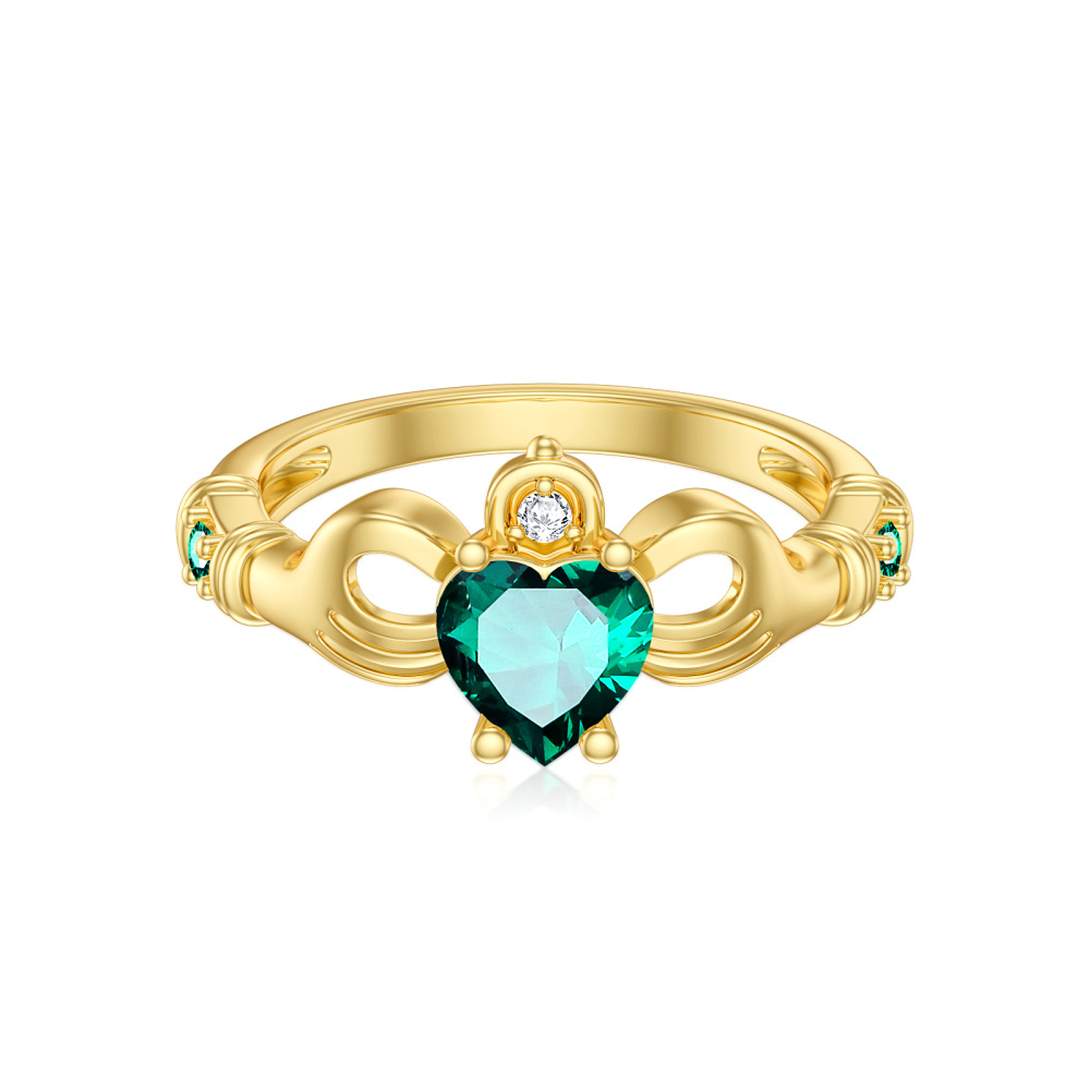 Aliança de casamento personalizada em forma de coração em ouro 10K com diamante e certificação IGI 3EX-1