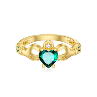 10K Gold Heart Diamond Wedding Ring For Women-6