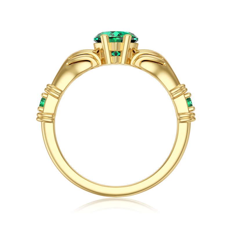 Aliança de casamento personalizada em forma de coração em ouro 10K com diamante e certificação IGI 3EX-3