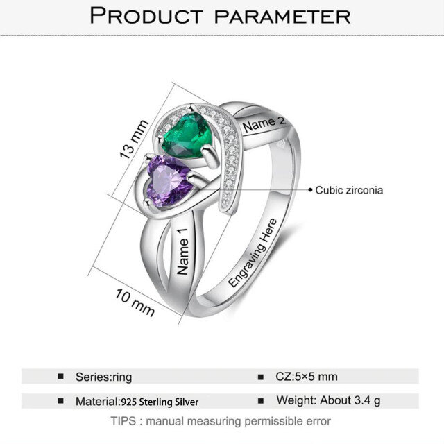 Anillo de oro de 10 quilates en forma de corazón con circonita cúbica, piedra de nacimient-6