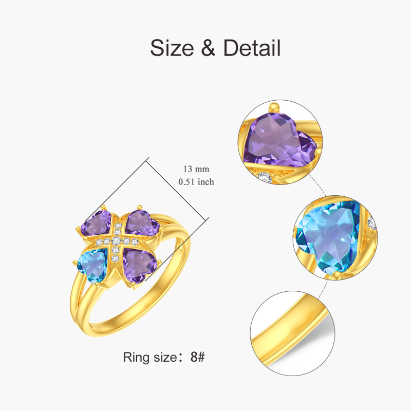 10K White Gold Heart Cut Cubic Zirconia Personalized Birthstone & Personalized Engraving Birthstone Ring-5