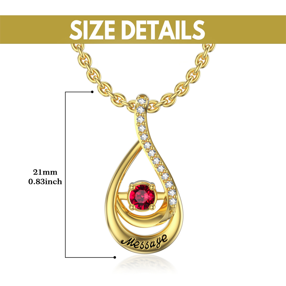 10K Gold Heart Shaped Cubic Zirconia Personalized Birthstone Pendant Necklace-4