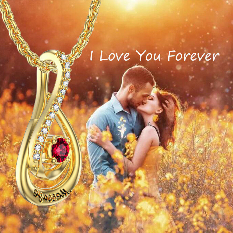 10K Gold Heart Shaped Cubic Zirconia Personalized Birthstone Pendant Necklace-5