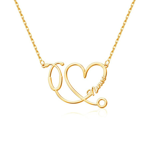 10K Gouden Hart & Stethoscoop Hanger Ketting