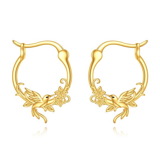 10K Gold Hummingbird Hoop Earrings