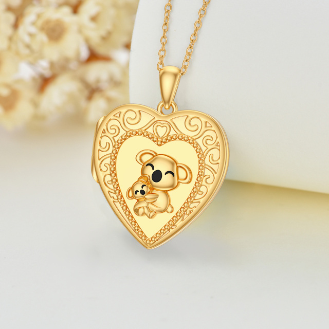 10K Gold Koala Personalized Photo Locket Necklace-4