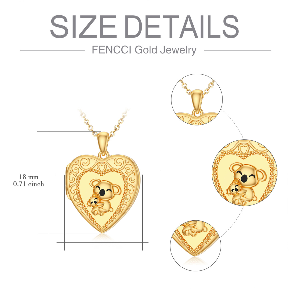 10K Gold Koala Personalized Photo Locket Necklace-6