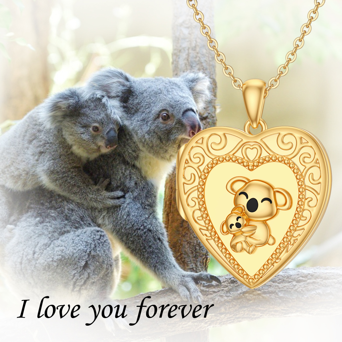 Collier Koala en or 10K avec photo personnalisée-7