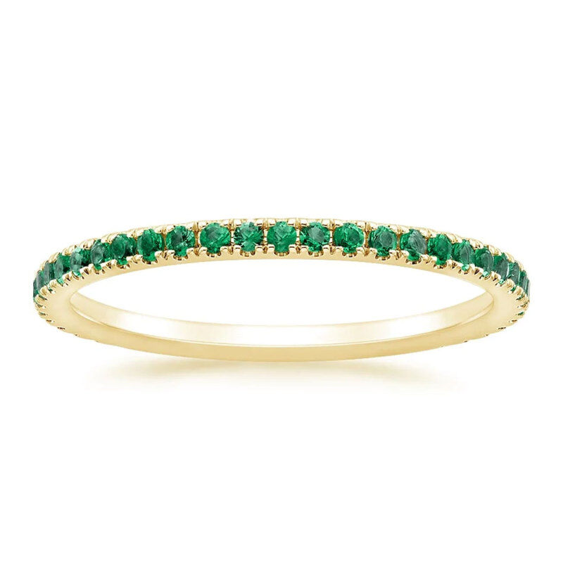 10K Gold Lab Emerald Personalized Engraving & Wedding Ring-1