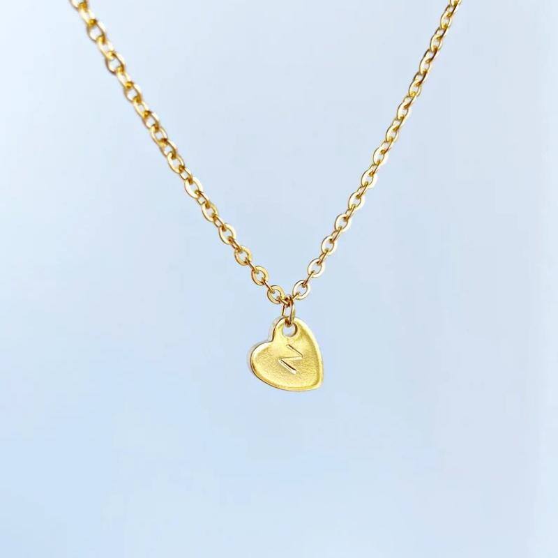 10K Gold Letter Pendant Necklace-4