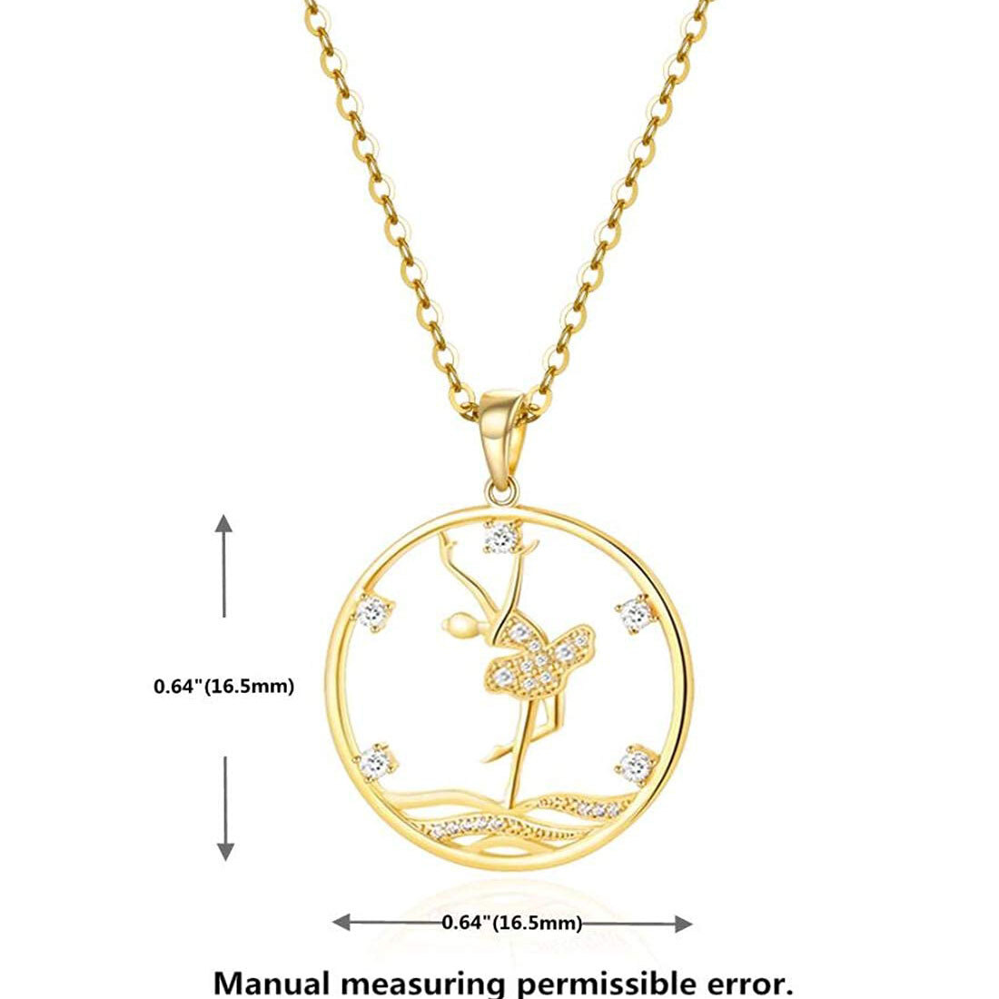 10K Gold Moissanite Ballet Dancer Pendant Necklace-2