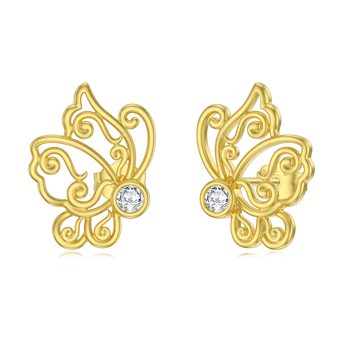 10K Gold Moissanite Bead Stud Earrings-1