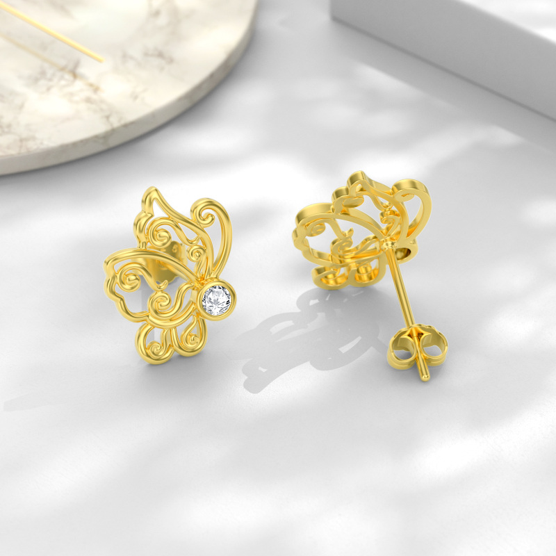 Pendientes de botón con cuentas de moissanita en oro blanco de 10 quilates-3