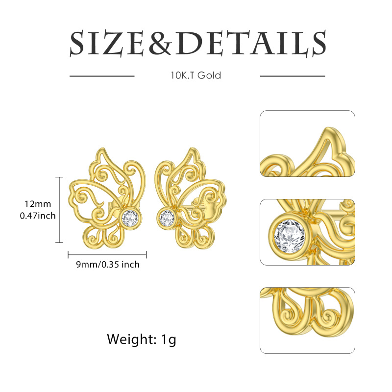 Pendientes de botón con cuentas de moissanita en oro blanco de 10 quilates-5