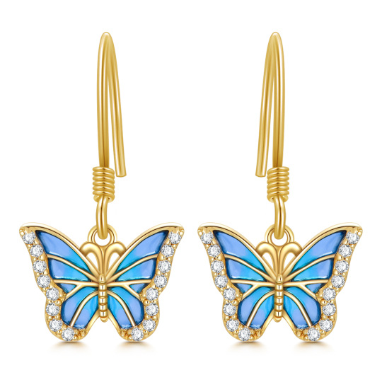 10K Gold Moissanite Butterfly Drop Earrings